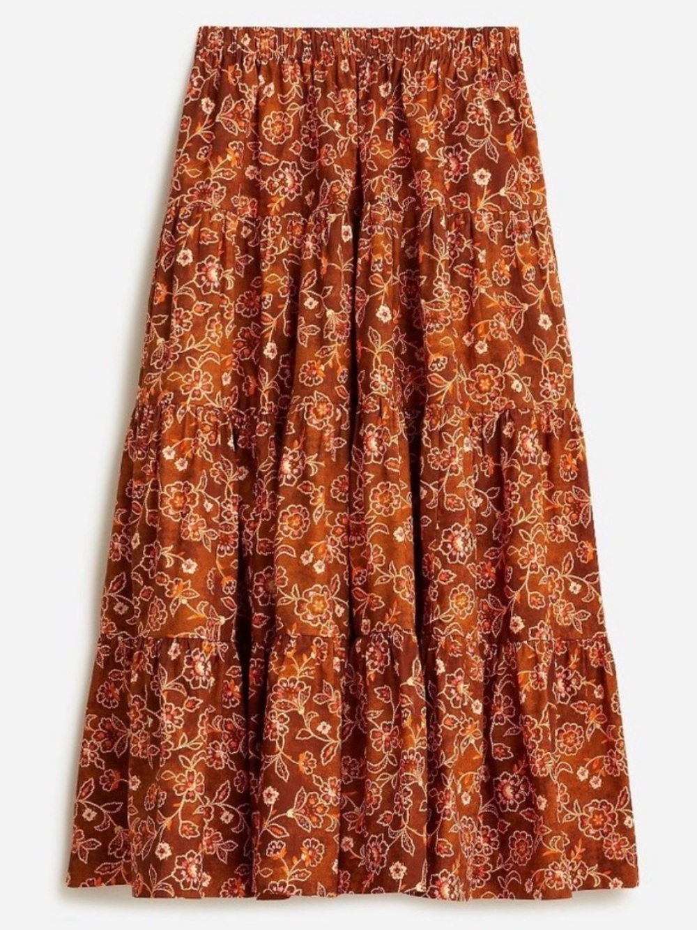J.Crew Tiered Pull On Maxi Skirt Vintage Vines Size Medium - Picture 3 of 10
